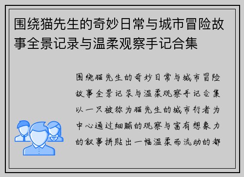围绕猫先生的奇妙日常与城市冒险故事全景记录与温柔观察手记合集